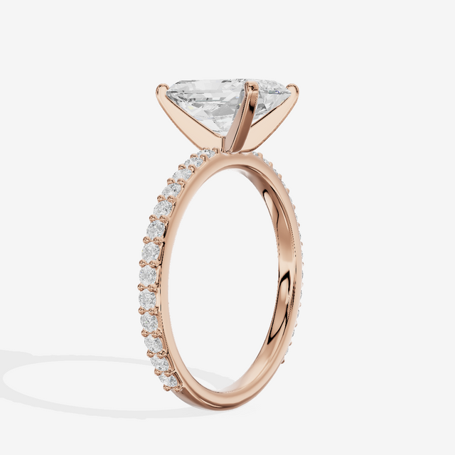 Petite Trellise Radiant Engagement Ring with Side Stones (1/3 ct. tw.) in 18K Rose Gold