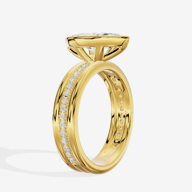 Belovae Bezel Marquise Engagement Ring with Side Stones (1/4 ct. tw.) in 18K Yellow Gold