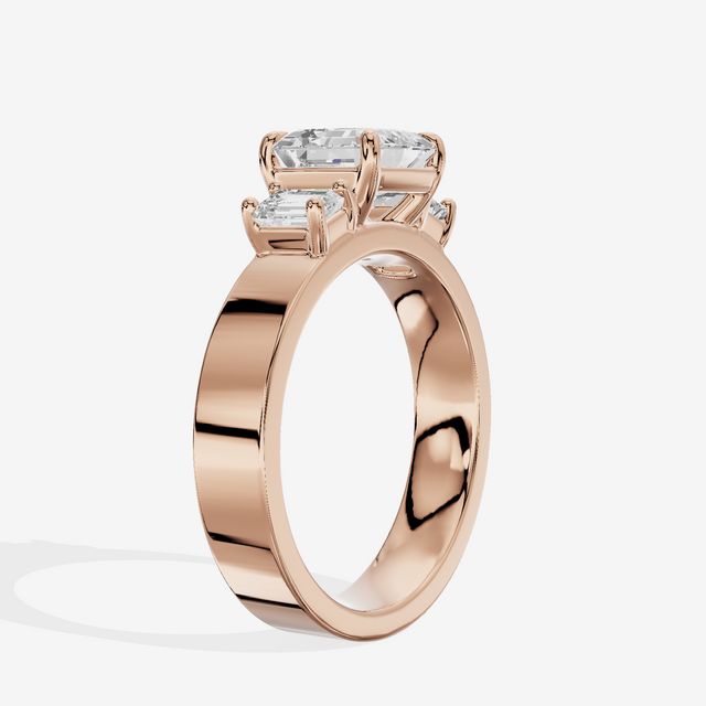 Vintage Vowsae Three Stone Asscher Engagement Ring (1/2 ct. tw.) in 14K Rose Gold