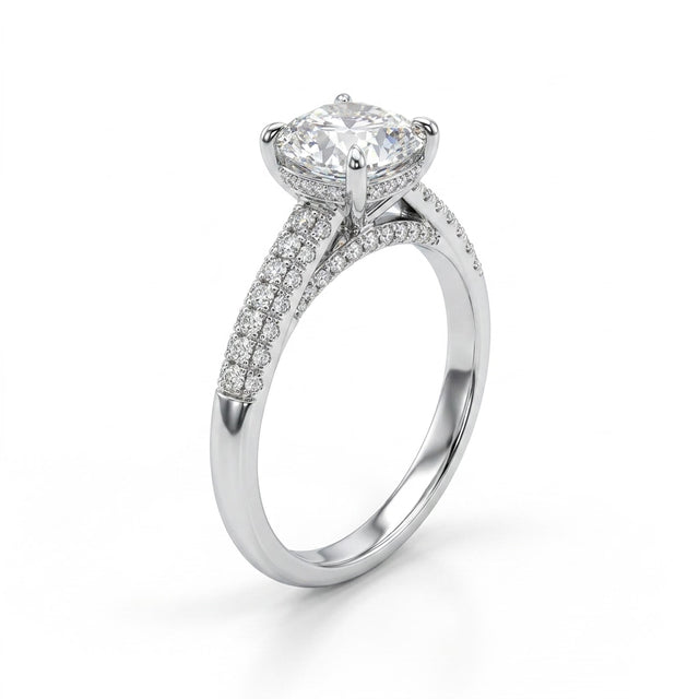 Solitaire Pavé Princess Engagement Ring (1.04 ct. tw.) in 18K White Gold