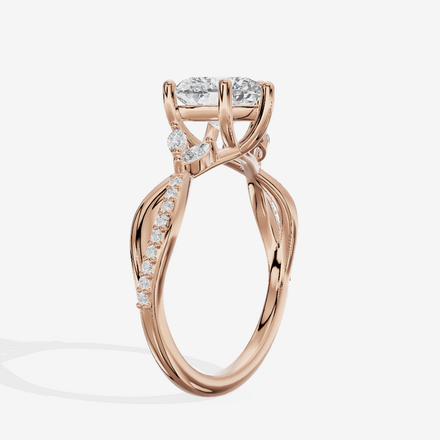 Petite Twine Heart Twisted Engagement Ring (1/5 ct. tw.) in 18K Rose Gold