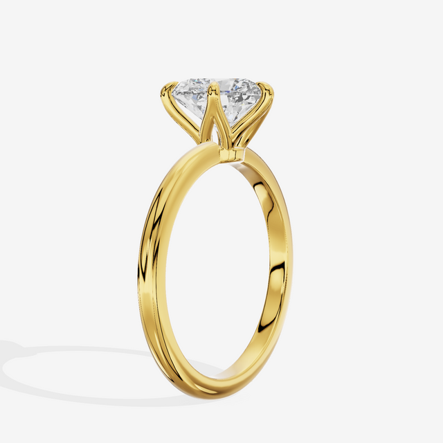 Vowsae Solitaire 1.8mm Heart Six-Prong Engagement Ring in 14K Yellow Gold