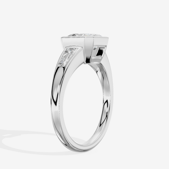 Modern Triade Asscher Three Stone Engagement Ring (1/2 ct. tw.) in Platinum