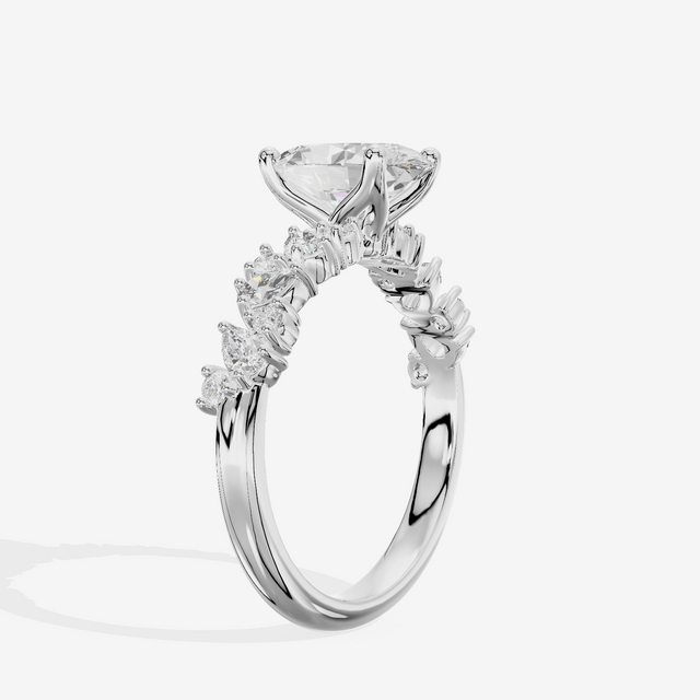 Bowed Vowsae Oval Engagement Ring with Side Stones (2/5 ct. tw.) in Platinum