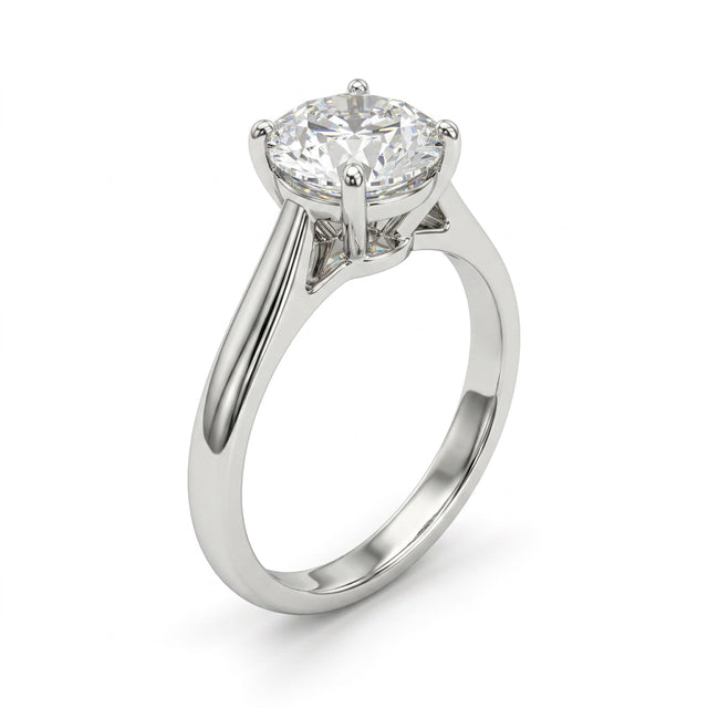 Cathedral Solitaire Round Engagement Ring (2.59 ct.) in Platinum