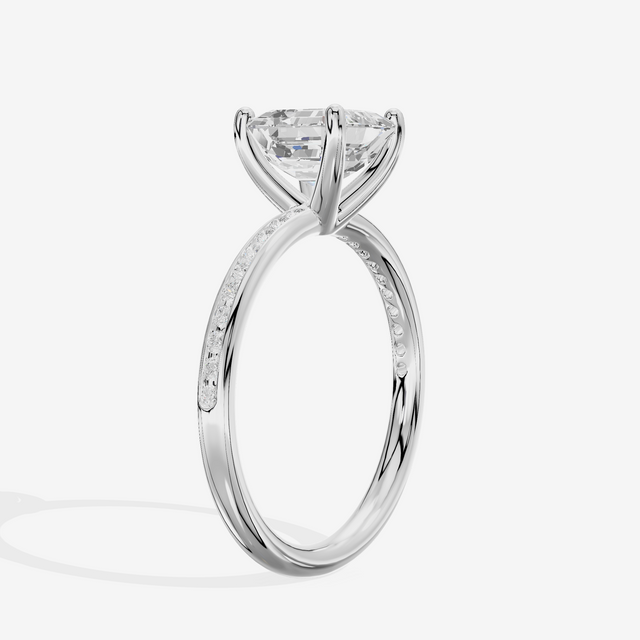 Classic Trellise Asscher Engagement Ring with Side Stones (1/8 ct. tw.) in Platinum