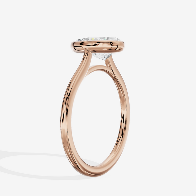 Petite Vowsae 1.5mm Pear Bezel Engagement Ring in 14K Rose Gold
