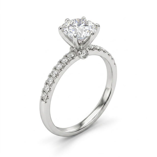 Solitaire Pavé Round Engagement Ring (1.59 ct. tw.) in Platinum