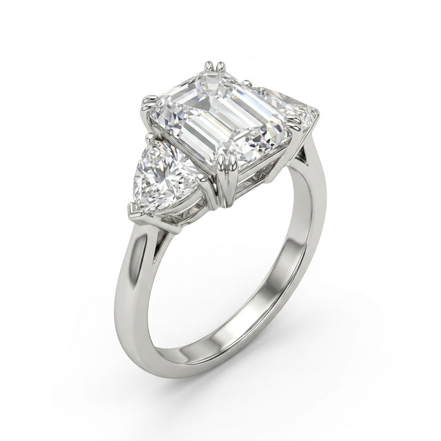 Three Stone Hexagon Engagement Ring (3.03 ct. tw.) in Platinum