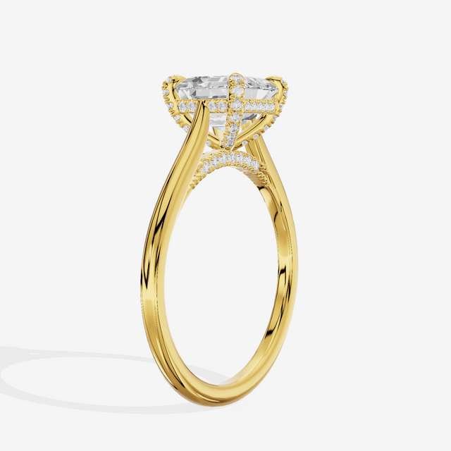 Grand Vowsae Asscher Engagement Ring with Side Stones (1/5 ct. tw.) in 14K Yellow Gold