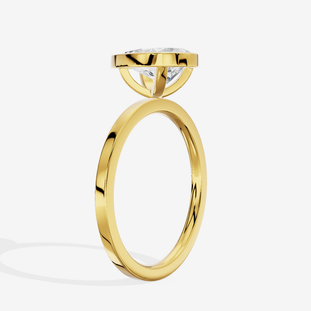 One of One Classic 1.5mm Pear Bezel Engagement Ring in 14K Yellow Gold