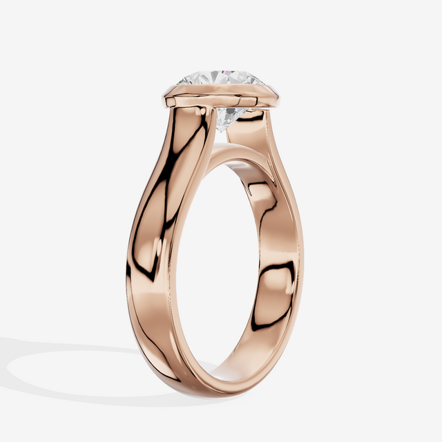Cherubine 4mm Round Bezel Engagement Ring in 18K Rose Gold