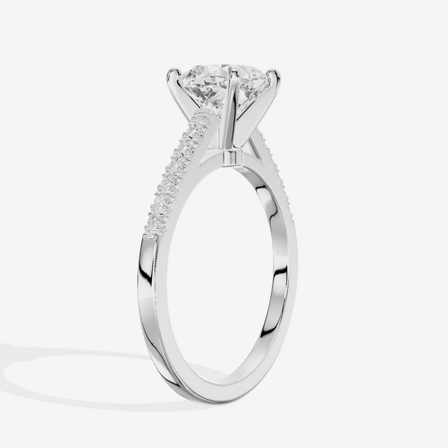 Sworn Vowsae Cushion Engagement Ring with Side Stones (1/10 ct. tw.) in 18K White Gold