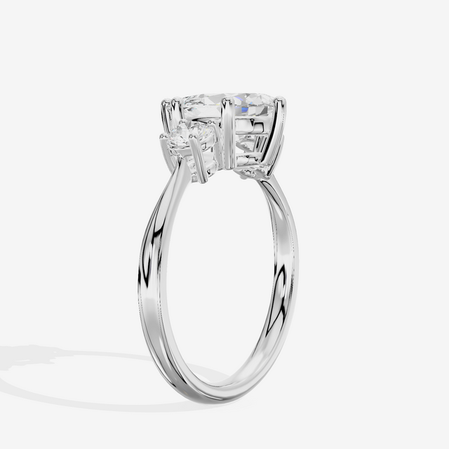 Grand Sincere Three Stone Pear Engagement Ring (1/3 ct. tw.) in 18K White Gold
