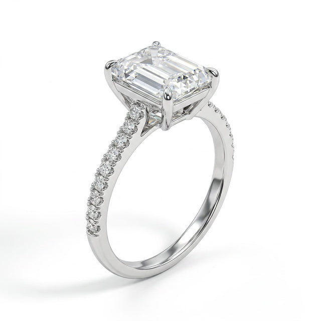 Solitaire Pavé Emerald Engagement Ring (3.05 ct. tw.) in Platinum