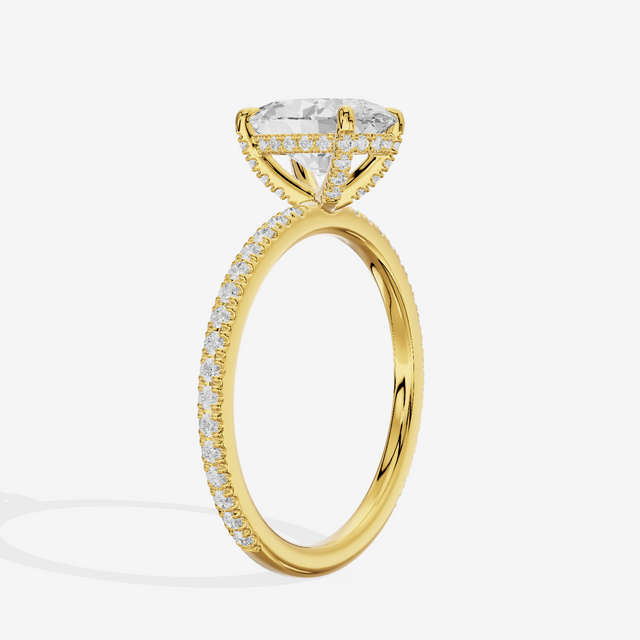 Lustrous Sincere Oval Engagement Ring with Side Stones (1/3 ct. tw.) in 18K Yellow Gold