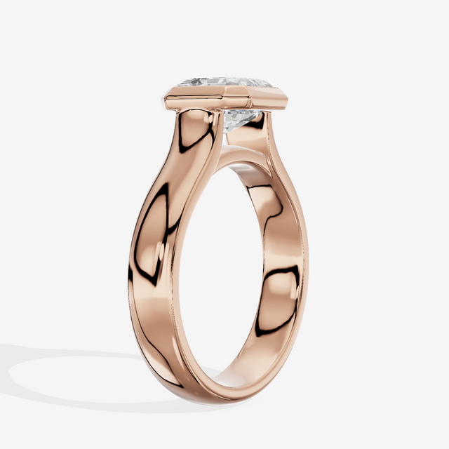 Cherubine 4mm Asscher Bezel Engagement Ring in 18K Rose Gold