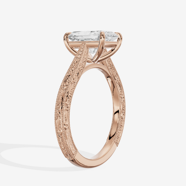 Vintage Vowsae Radiant Engagement Ring in 18K Rose Gold