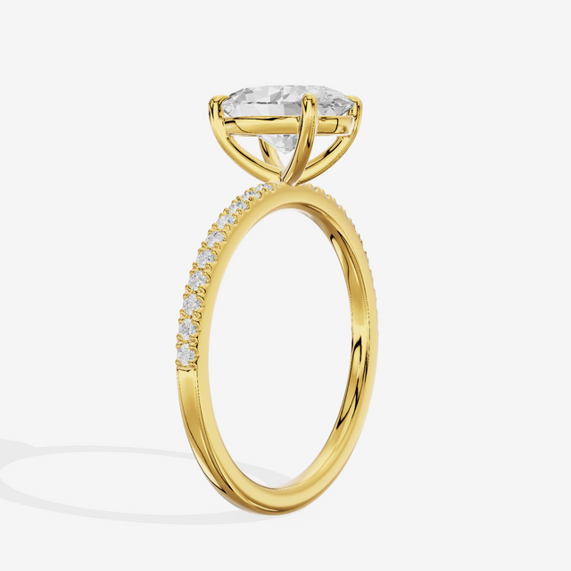 Tender Vowsae Oval Engagement Ring with Side Stones (1/8 ct. tw.) in 18K Yellow Gold