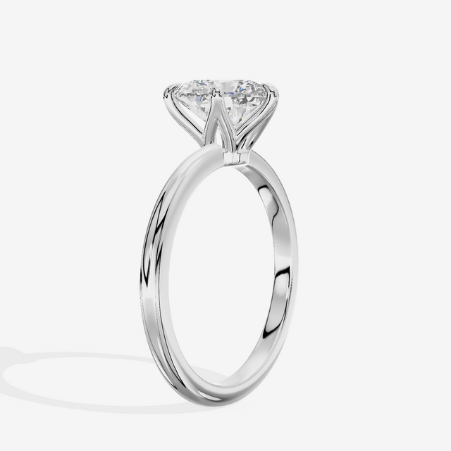 Vowsae Solitaire 1.8mm Heart Six-Prong Engagement Ring in 14K White Gold