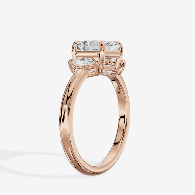 Classic Sincere Three Stone Asscher Engagement Ring (1/3 ct. tw.) in 14K Rose Gold