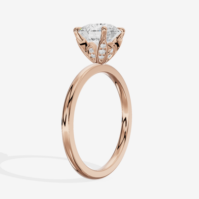 Whispered Vowsae Round Engagement Ring with Side Stones (1/15 ct. tw.) in 14K Rose Gold