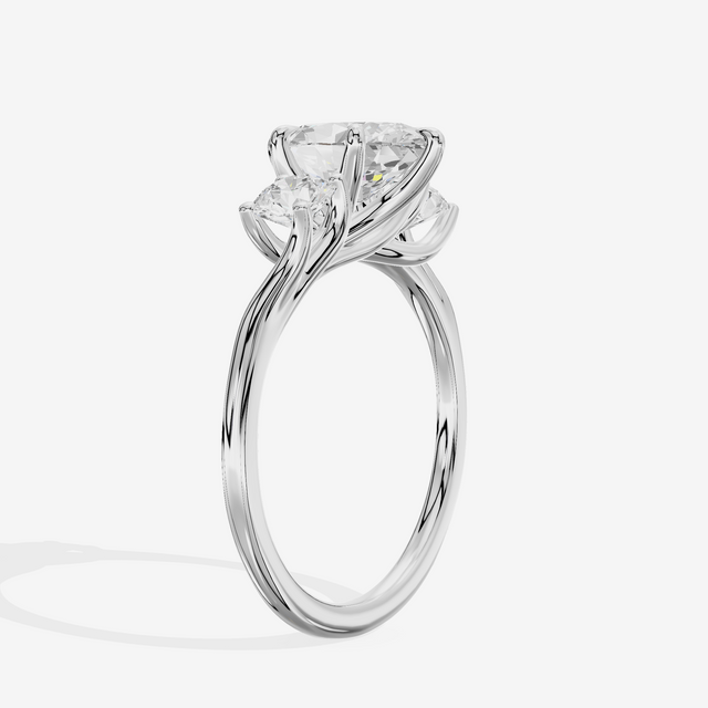 Luxe Vowsae Three Stone Oval Engagement Ring (1/2 ct. tw.) in Platinum