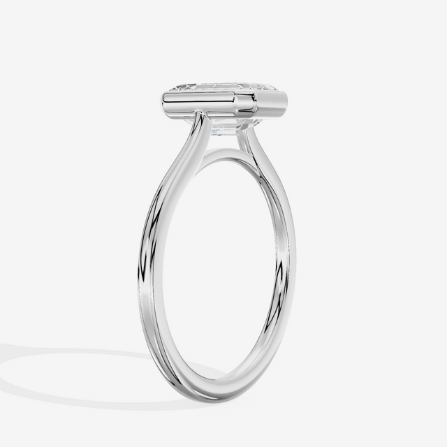Petite Vowsae 1.5mm Emerald Bezel Engagement Ring in 18K White Gold