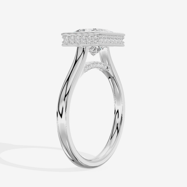 Sincere Hidden Halo Princess Engagement Ring (1/6 ct. tw.) in 18K White Gold