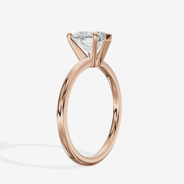 Petite Sincere 1.5mm Heart Six-Prong Engagement Ring in 14K Rose Gold