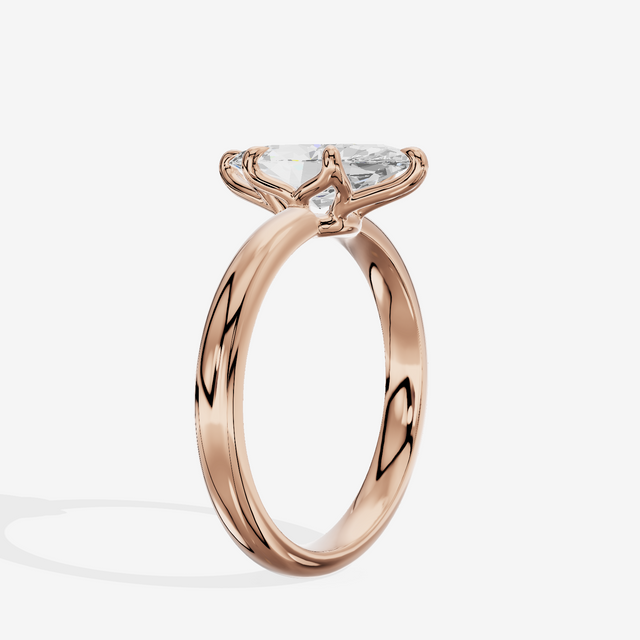 Vowsae 2.5mm Marquise Six-Prong Engagement Ring in 14K Rose Gold