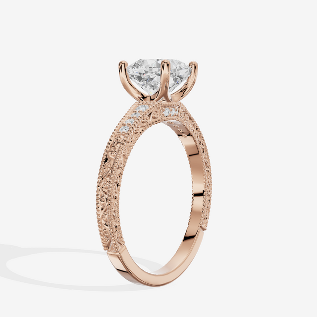 Vintage Sincere Cushion Engagement Ring (1/10 ct. tw.) in 18K Rose Gold
