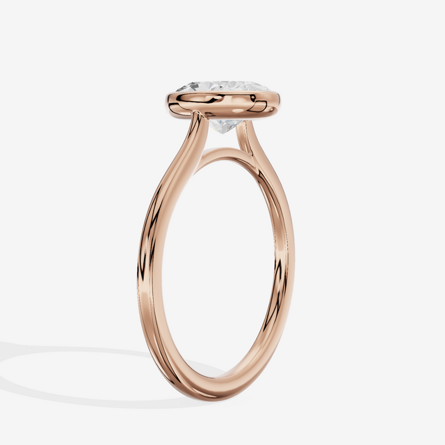 Petite Vowsae 1.5mm Oval Bezel Engagement Ring in 14K Rose Gold