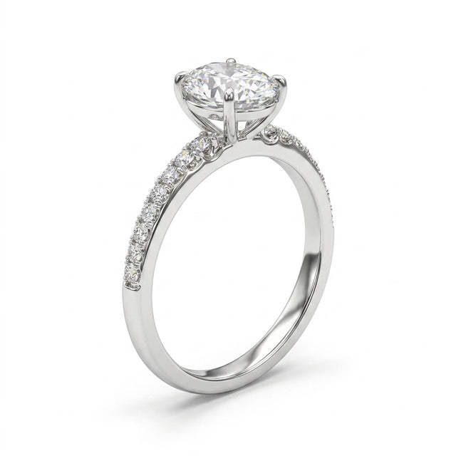 Solitaire Pavé Oval Engagement Ring (2.1 ct. tw.) in Platinum