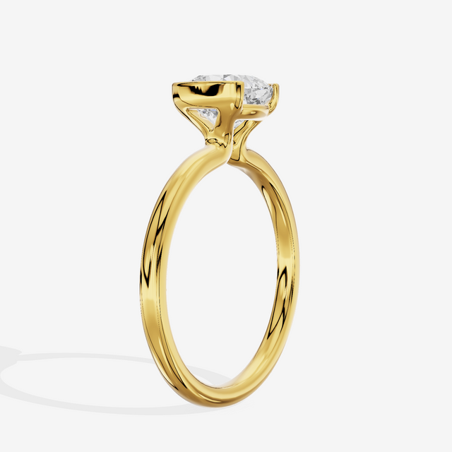Sincere Bezel 1.8mm Cushion Solitaire Engagement Ring in 14K Yellow Gold