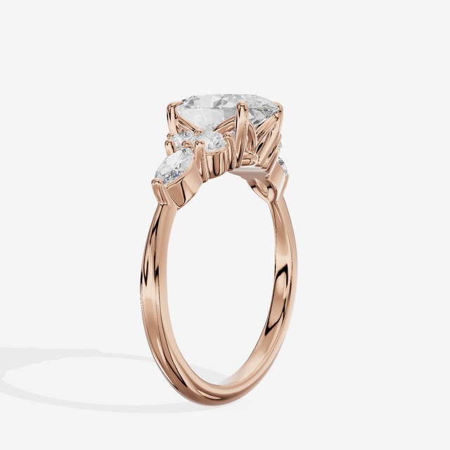 Luxe Vowsae Oval Engagement Ring with Side Stones (2/5 ct. tw.) in 18K Rose Gold