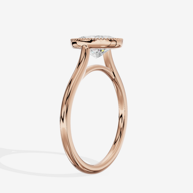 Modern Coeurine 1.5mm Oval Bezel Engagement Ring in 18K Rose Gold