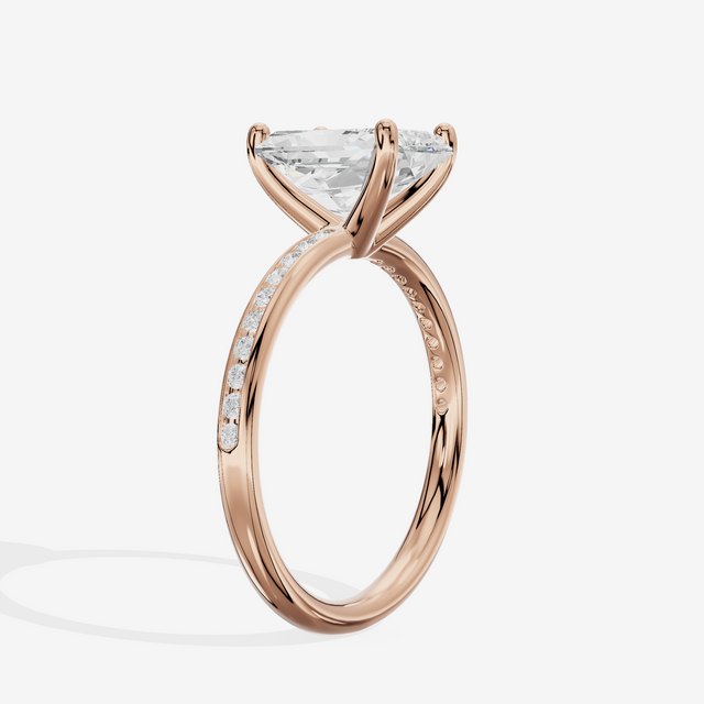 Classic Trellise Radiant Engagement Ring with Side Stones (1/8 ct. tw.) in 18K Rose Gold