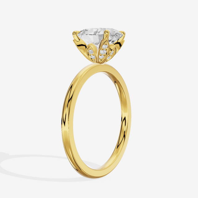 Whispered Vowsae Oval Engagement Ring with Side Stones (1/15 ct. tw.) in 14K Yellow Gold