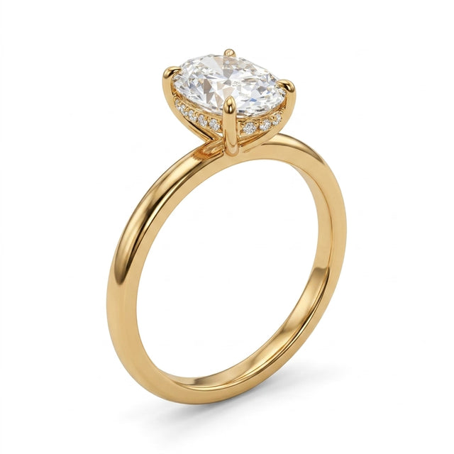 Hidden Halo Oval Engagement Ring (1.11 ct. tw.) in 18K Yellow Gold