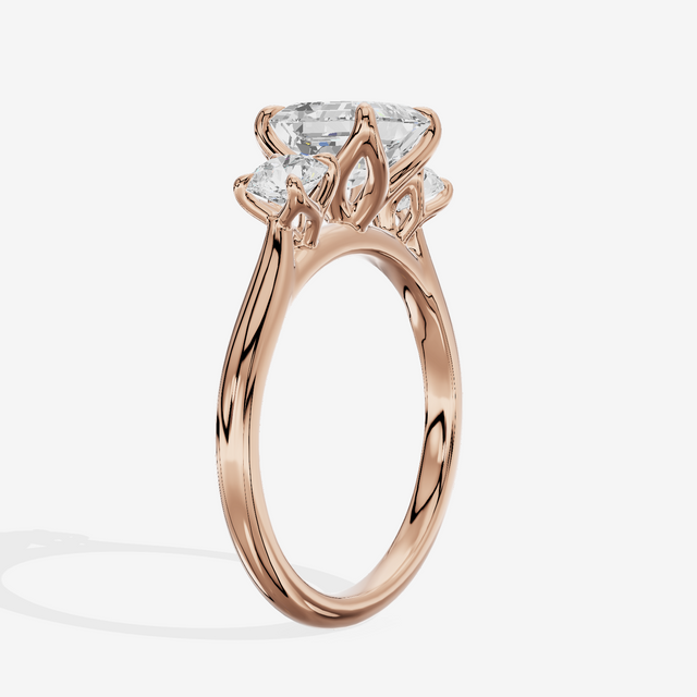 Eternal Sincere Three Stone Asscher Engagement Ring (1/2 ct. tw.) in 18K Rose Gold