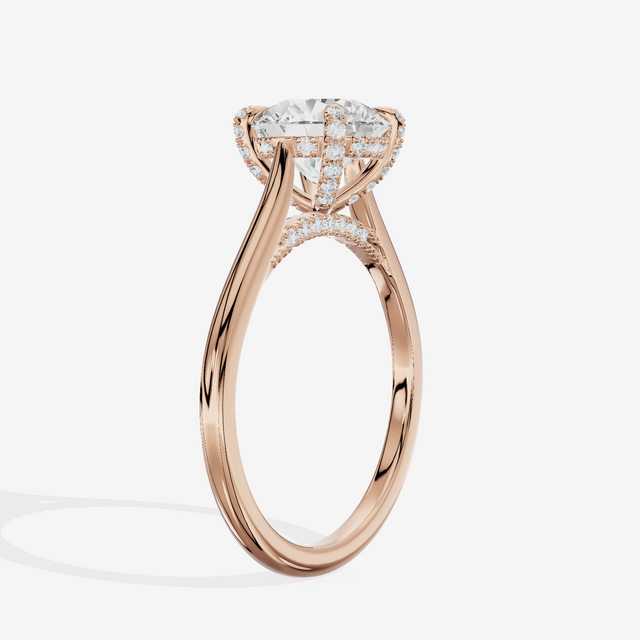 Grand Vowsae Round Engagement Ring with Side Stones (1/5 ct. tw.) in 14K Rose Gold