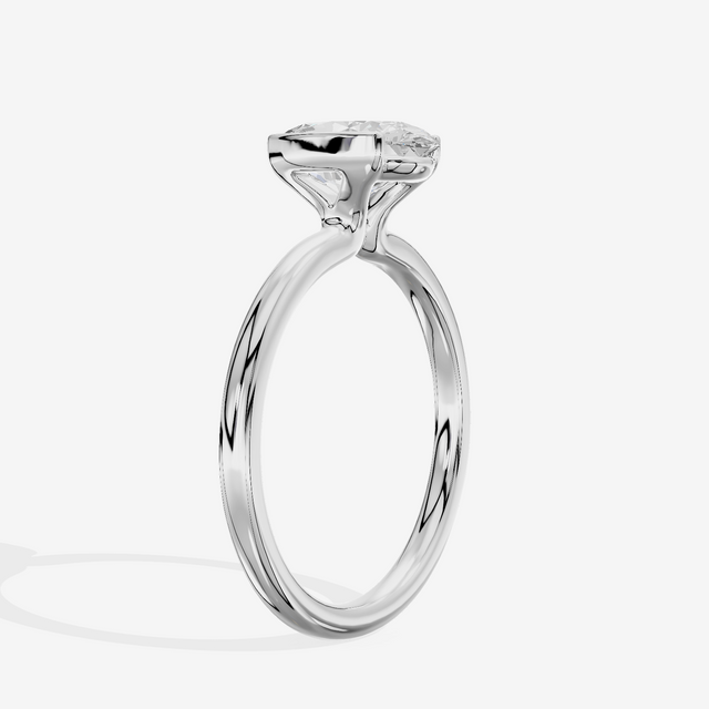 Sincere Bezel 1.8mm Oval Solitaire Engagement Ring in Platinum