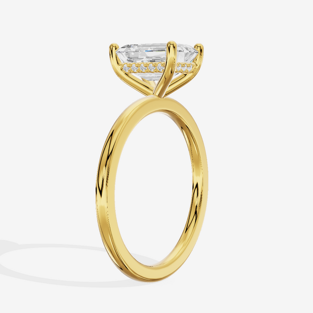Vowsae Hidden Halo Emerald Engagement Ring (1/20 ct. tw.) in 18K Yellow Gold