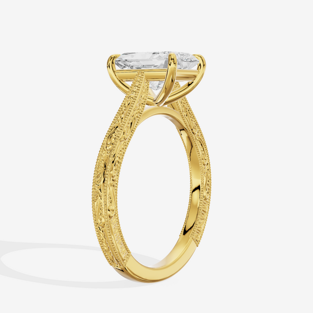 Vintage Vowsae Radiant Engagement Ring in 14K Yellow Gold