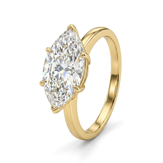Solitaire Marquise Engagement Ring (3.01 ct.) in 18K Yellow Gold