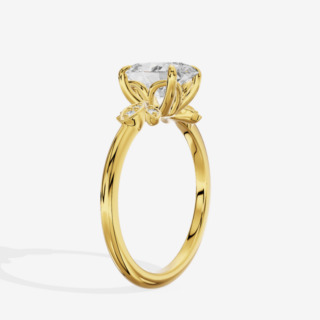 Trellise Oval Engagement Ring with Side Stones (1/20 ct. tw.) in 18K Yellow Gold