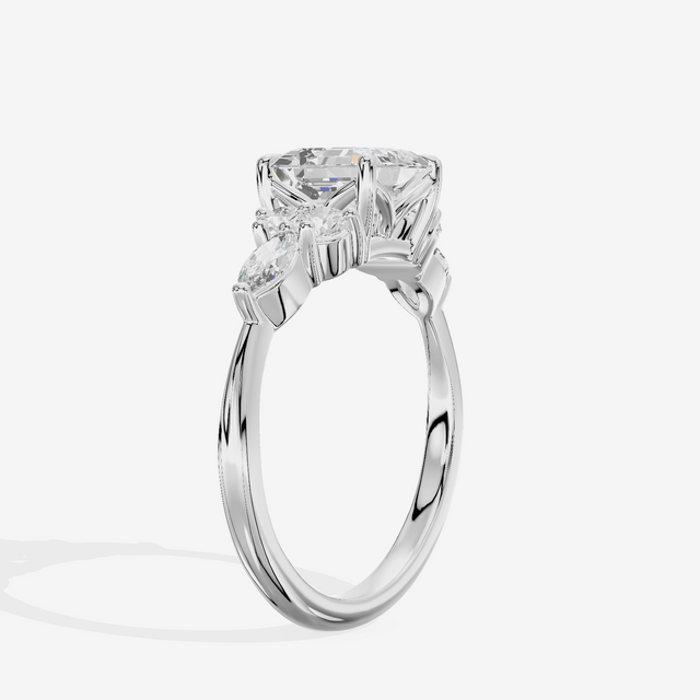 Luxe Vowsae Asscher Engagement Ring with Side Stones (2/5 ct. tw.) in 18K White Gold