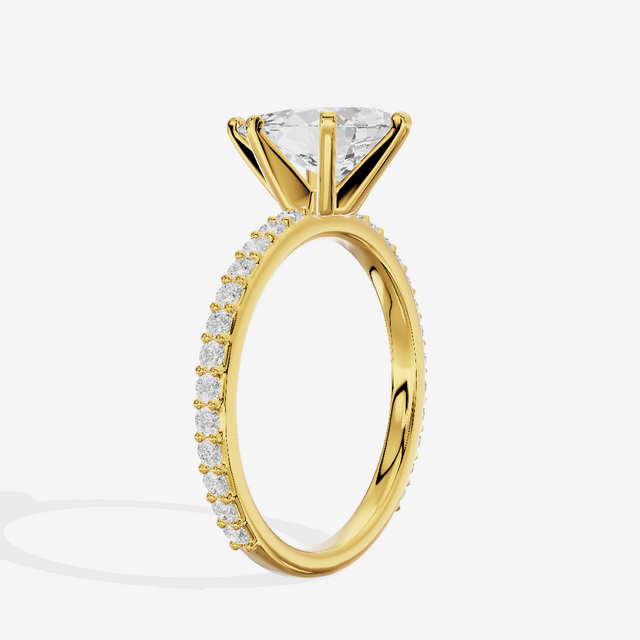 Petite Trellise Pear Engagement Ring with Side Stones (1/3 ct. tw.) in 14K Yellow Gold