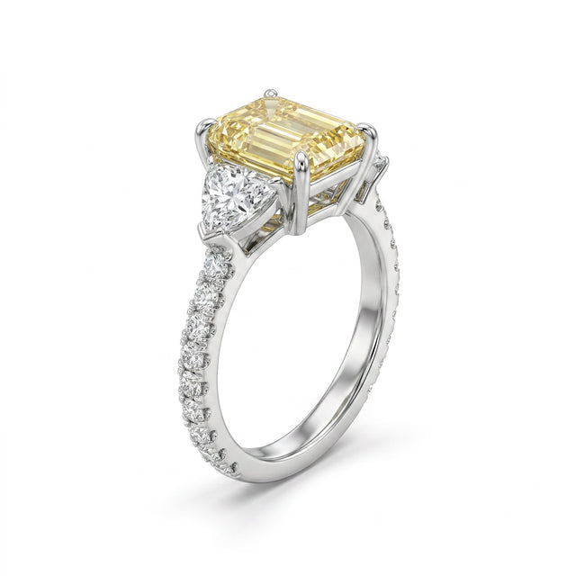 Solitaire Pavé Emerald Engagement Ring (3.56 ct. tw.) in 18K White Gold